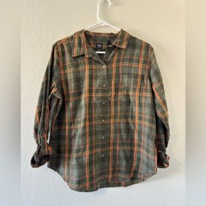 NWT Alfie Flannel Evergreen Plaid Long Sleeve Button up size Small